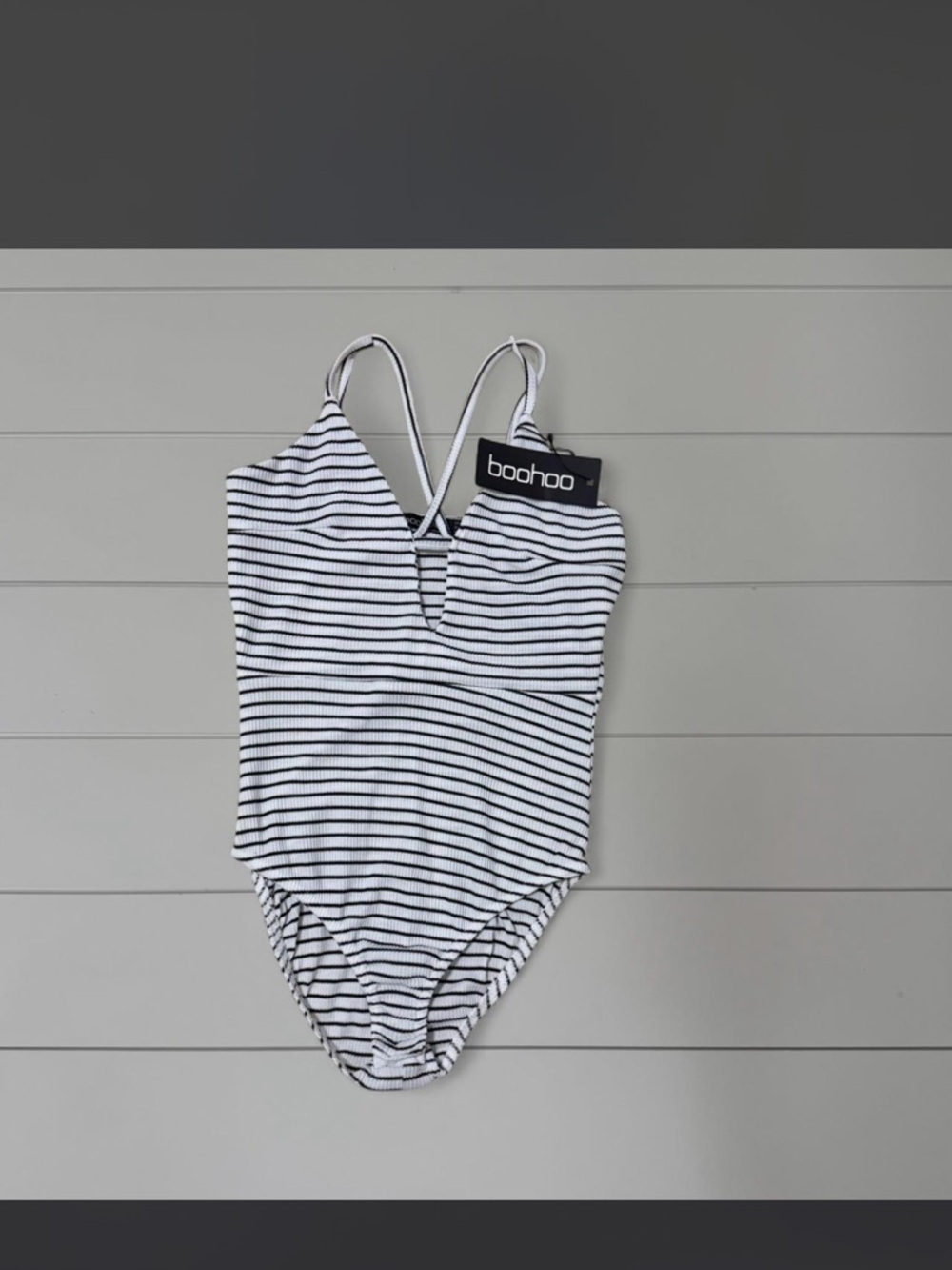 Boohoo Black & White Striped Top